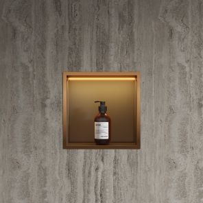 Lavo Niche With LED Light 300 x 300mm Brushed Bronze