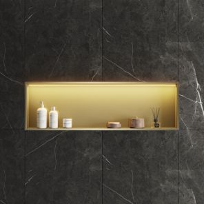 Lavo Niche With LED Light 1190 x 260mm Brushed Brass