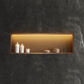 Lavo Niche With LED Light 1190 x 260mm Brushed Bronze