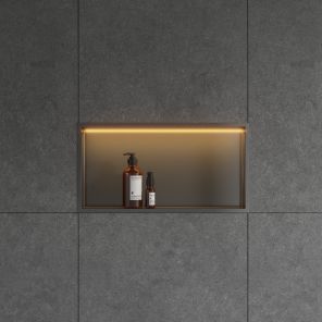 Lavo Niche With LED Light 600 x 300mm Brushed Gunmetal Black