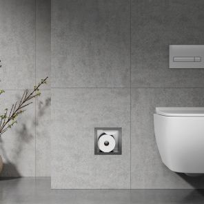 Lavo Recessed Toilet Roll Storage Brushed Gunmetal Black