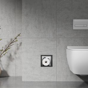 Lavo Recessed Toilet Roll Storage Matt Black