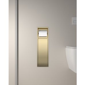 Lavo Recessed Toilet Roll Holder & Brush Holder Brushed Brass