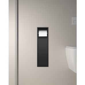 Lavo Recessed Toilet Roll Holder & Brush Holder Matt Black