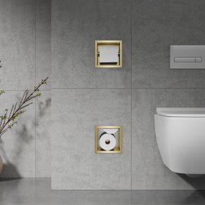 Lavo Recessed Toilet Roll Holder & Storage Brushed Brass