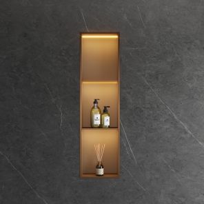 Lavo Triple Niche With LED Light 1190 x 285mm Brushed Bronze
