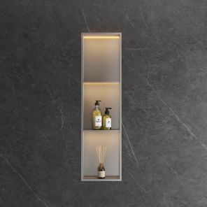 Lavo Triple Niche With LED Light 1190 x 285mm Brushed Steel
