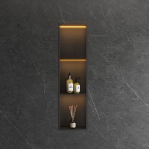 Lavo Triple Niche With LED Light 1190 x 285mm Matt Black