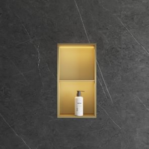 Lavo Dual Niche With LED Light 600 x 300mm Brushed Brass