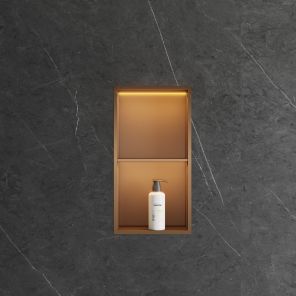 Lavo Dual Niche With LED Light 600 x 300mm Brushed Bronze