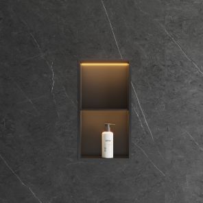 Lavo Dual Niche With LED Light 600 x 300mm Matt Black